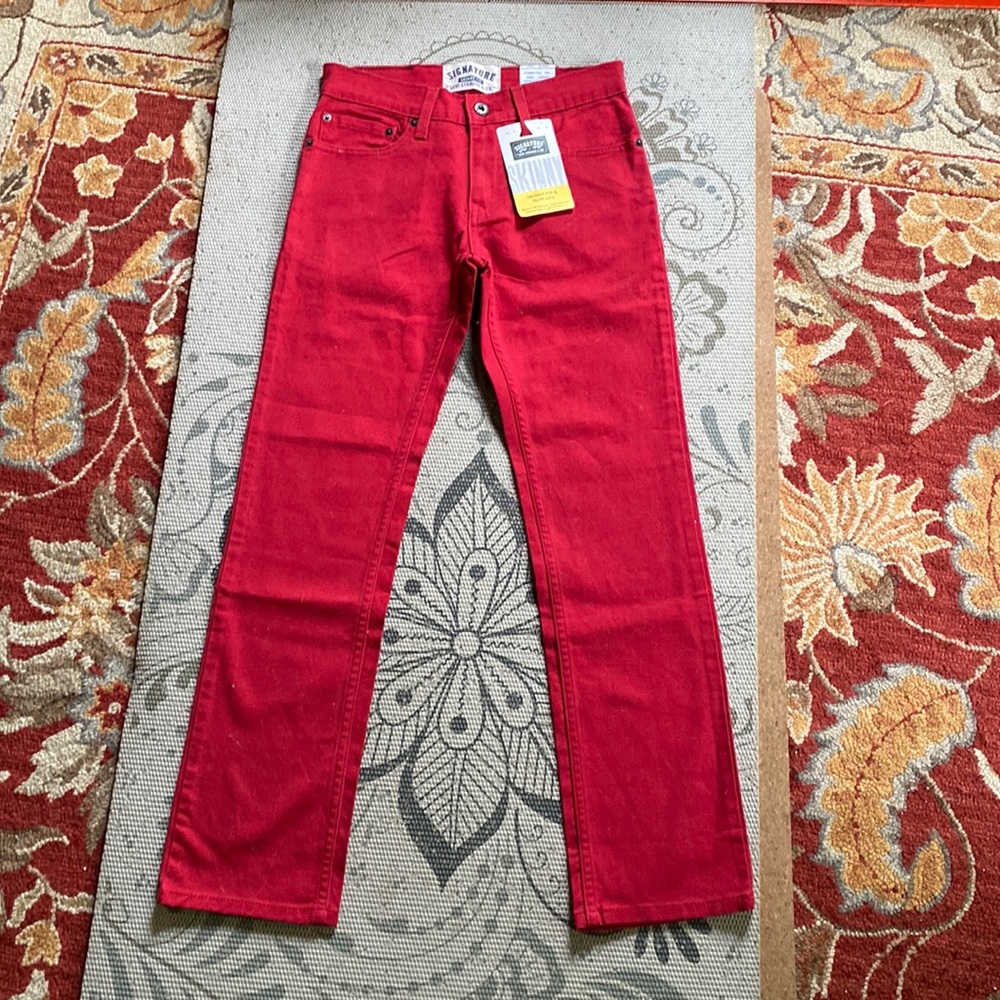 Signature by Levi Strauss Skinny Fit kids jeans pants Red NWT NEW 12 Regular